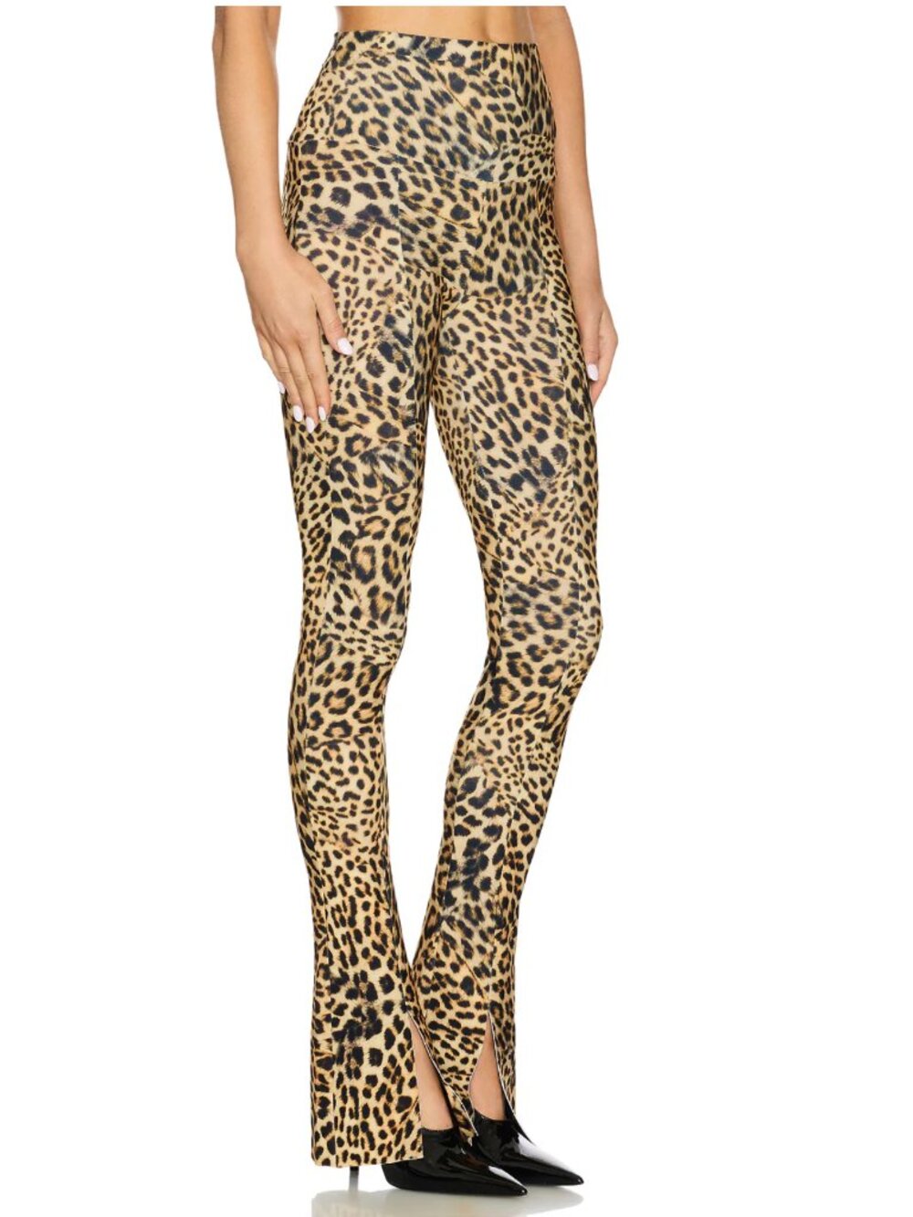 Norma Kamali Spat Legging in Cheetah Patch Leopard Flare Yoga Pants XS - Picture 2 of 5